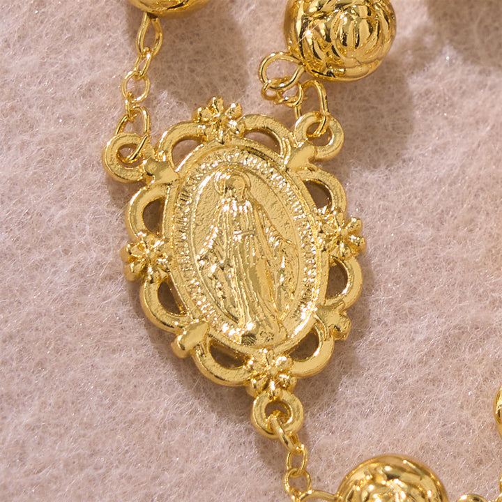 Christianartworkshop Engraved Rose Bead Our Lady Rosary with Crucifix: Symbol of Devout Prayer - image 3