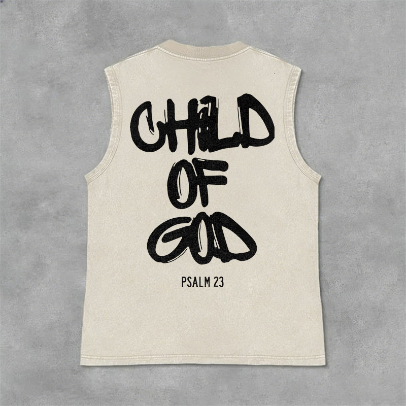 Christianartworkshop CHILD OF GOD Unisex Washed Tank Top - Beige - 2XL - image 9
