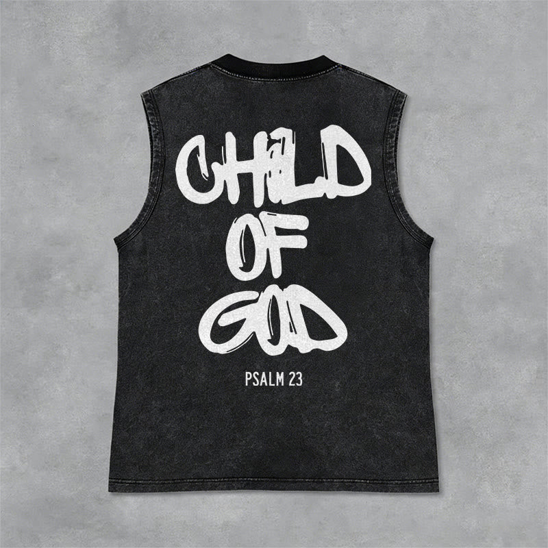 Christianartworkshop CHILD OF GOD Unisex Washed Tank Top - Black - 2XL - image 0