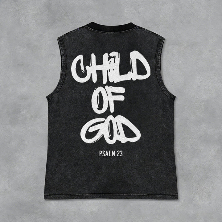 Christianartworkshop CHILD OF GOD Unisex Washed Tank Top - Black - 2XL - image 0