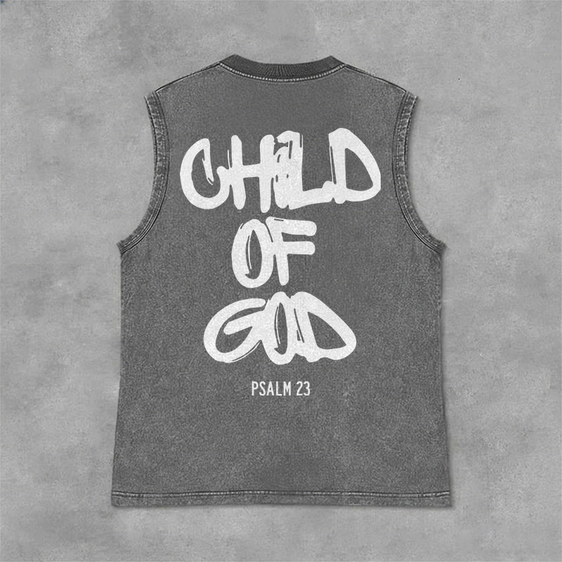 Christianartworkshop CHILD OF GOD Unisex Washed Tank Top - Grey - 2XL - image 6