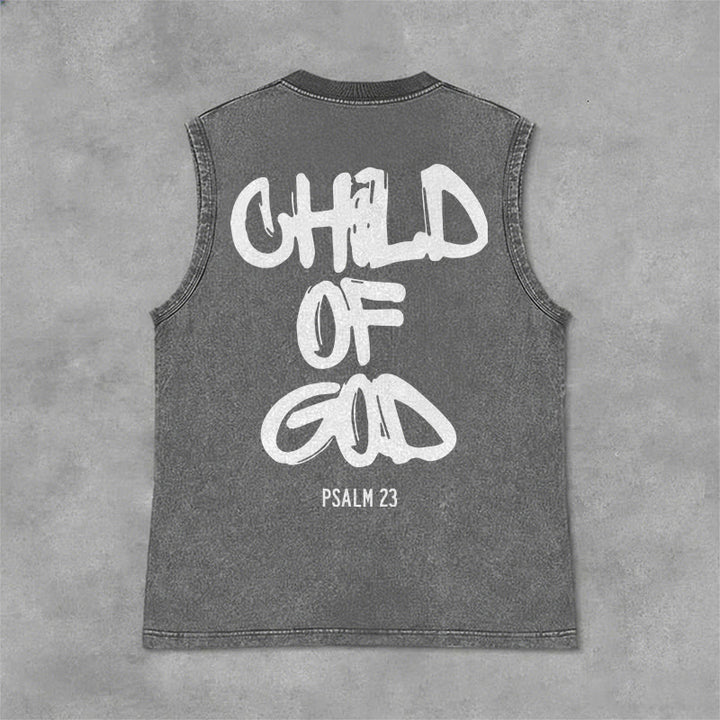 Christianartworkshop CHILD OF GOD Unisex Washed Tank Top - Grey - 2XL - image 6