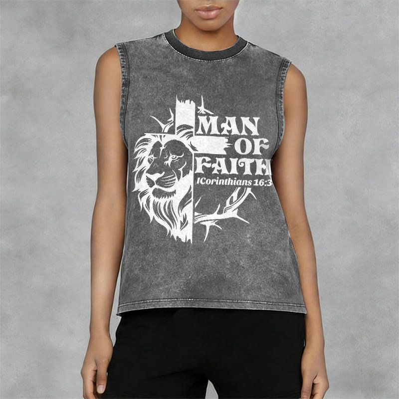 Christianartworkshop MAN OF FAITH Unisex Washed Tank Top - image 11