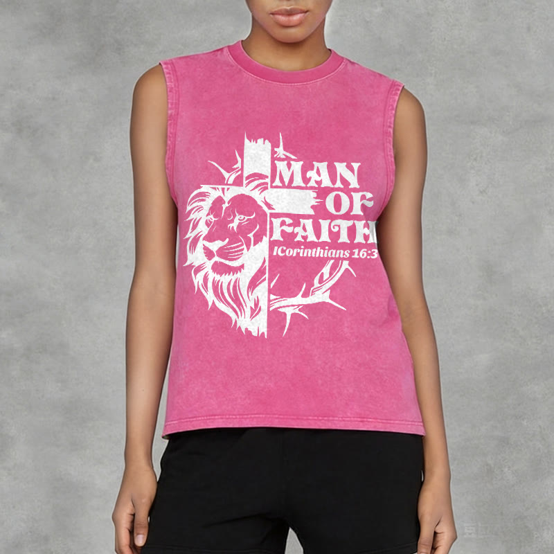 Christianartworkshop MAN OF FAITH Unisex Washed Tank Top - image 14