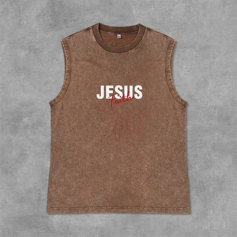 Christianartworkshop ALL WE NEED IS JESUS Unisex Washed Tank Top - image 1