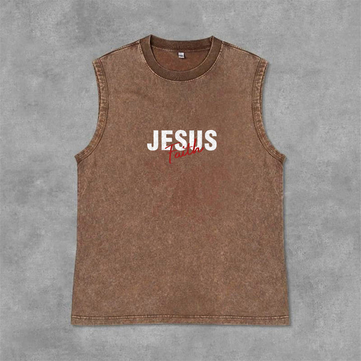 Christianartworkshop ALL WE NEED IS JESUS Unisex Washed Tank Top - image 1