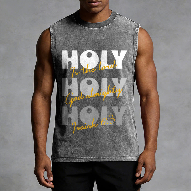 Christianartworkshop Holy Holy Holy Unisex Washed Tank Top - image 1
