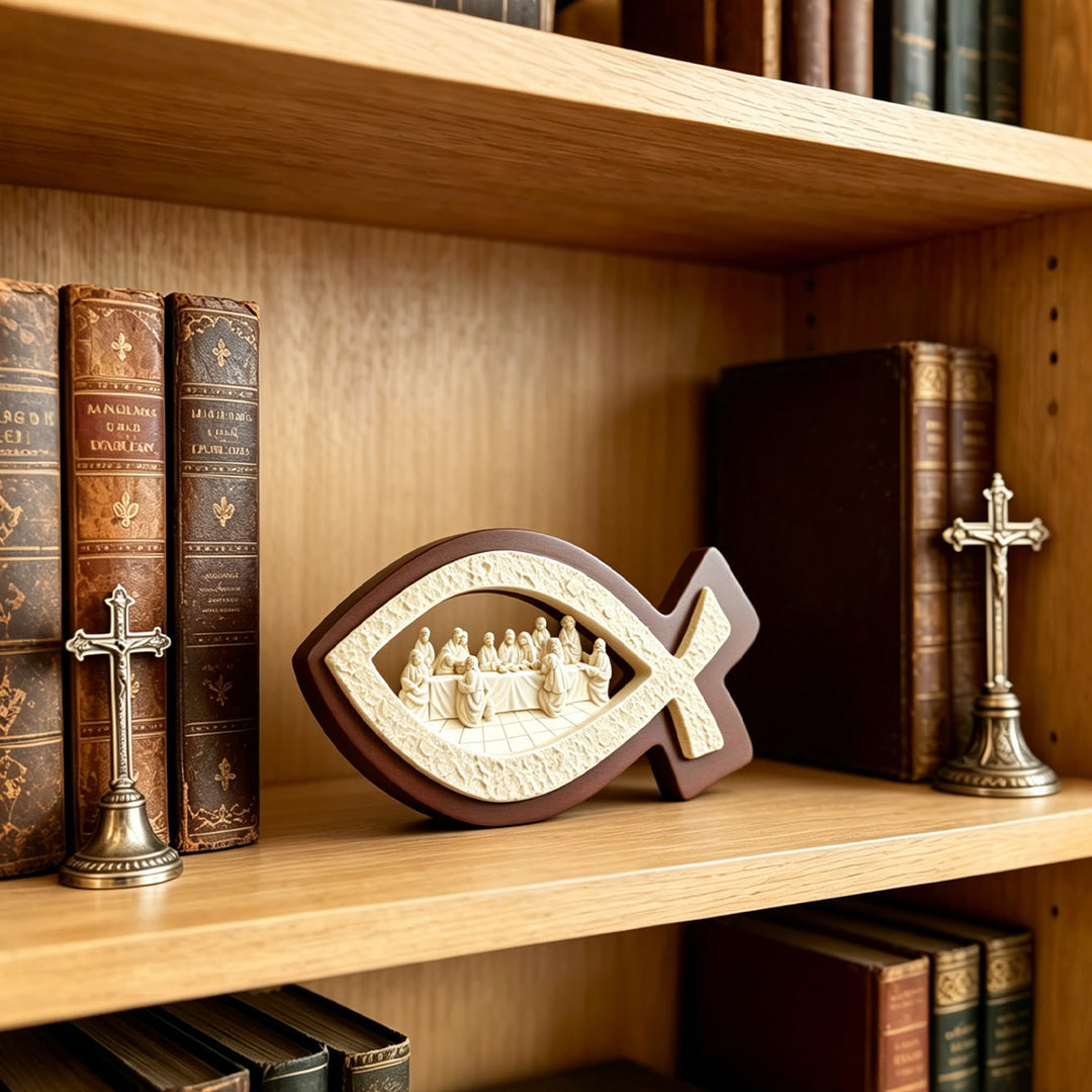 Christianartworkshop Last Supper Ichthys Desktop Ornament: Emblem of Faith & Sacred Communion - image 4