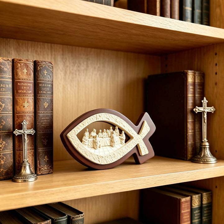 Christianartworkshop Last Supper Ichthys Desktop Ornament: Emblem of Faith & Sacred Communion - image 4
