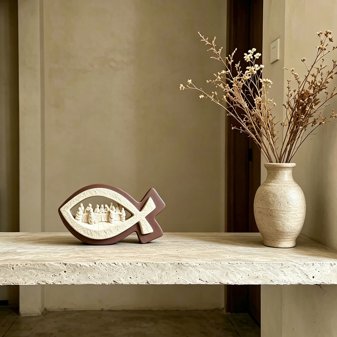 Christianartworkshop Last Supper Ichthys Desktop Ornament: Emblem of Faith & Sacred Communion - image 5