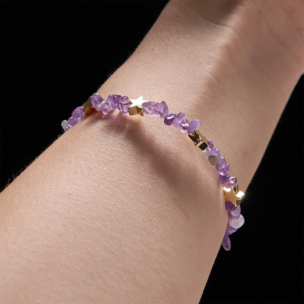 Christianartworkshop Natural Amethyst Chips Memory Wire Rosary Bracelet with Our Lady Medal - image 2