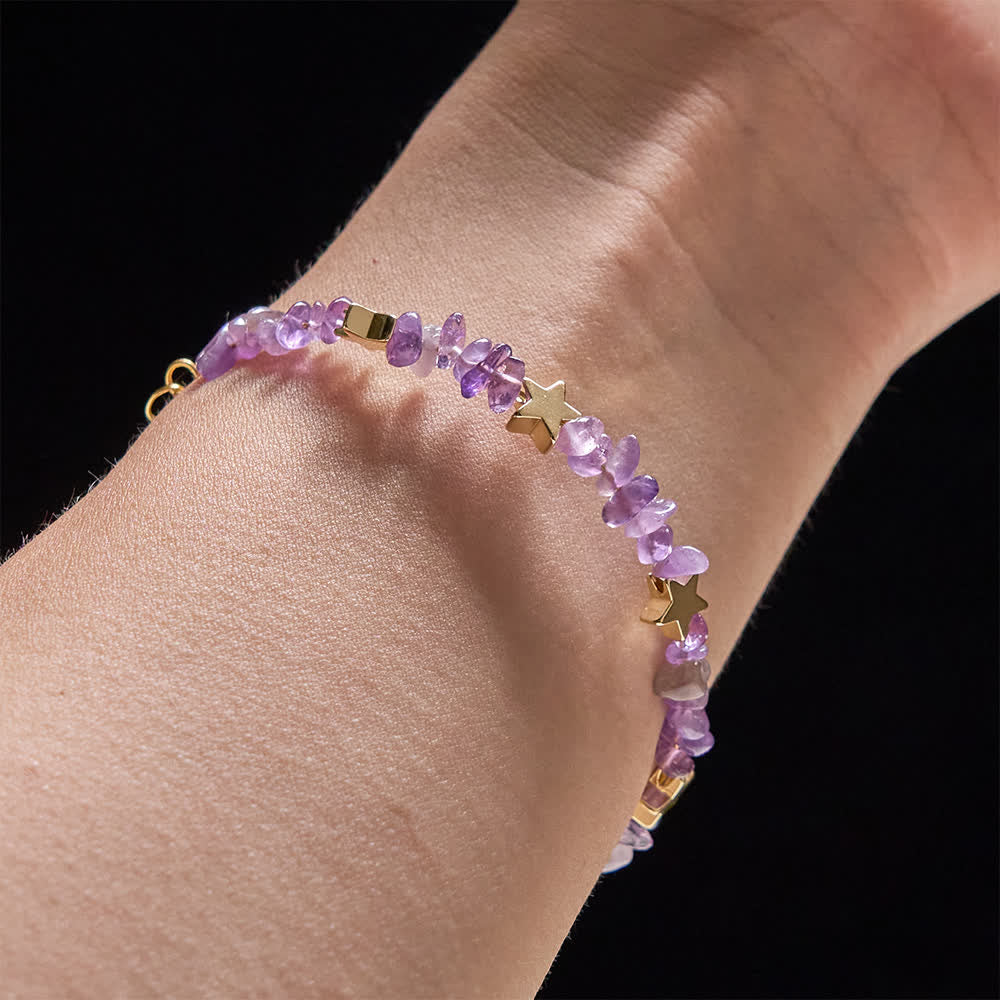 Christianartworkshop Natural Amethyst Chips Memory Wire Rosary Bracelet with Our Lady Medal - image 3