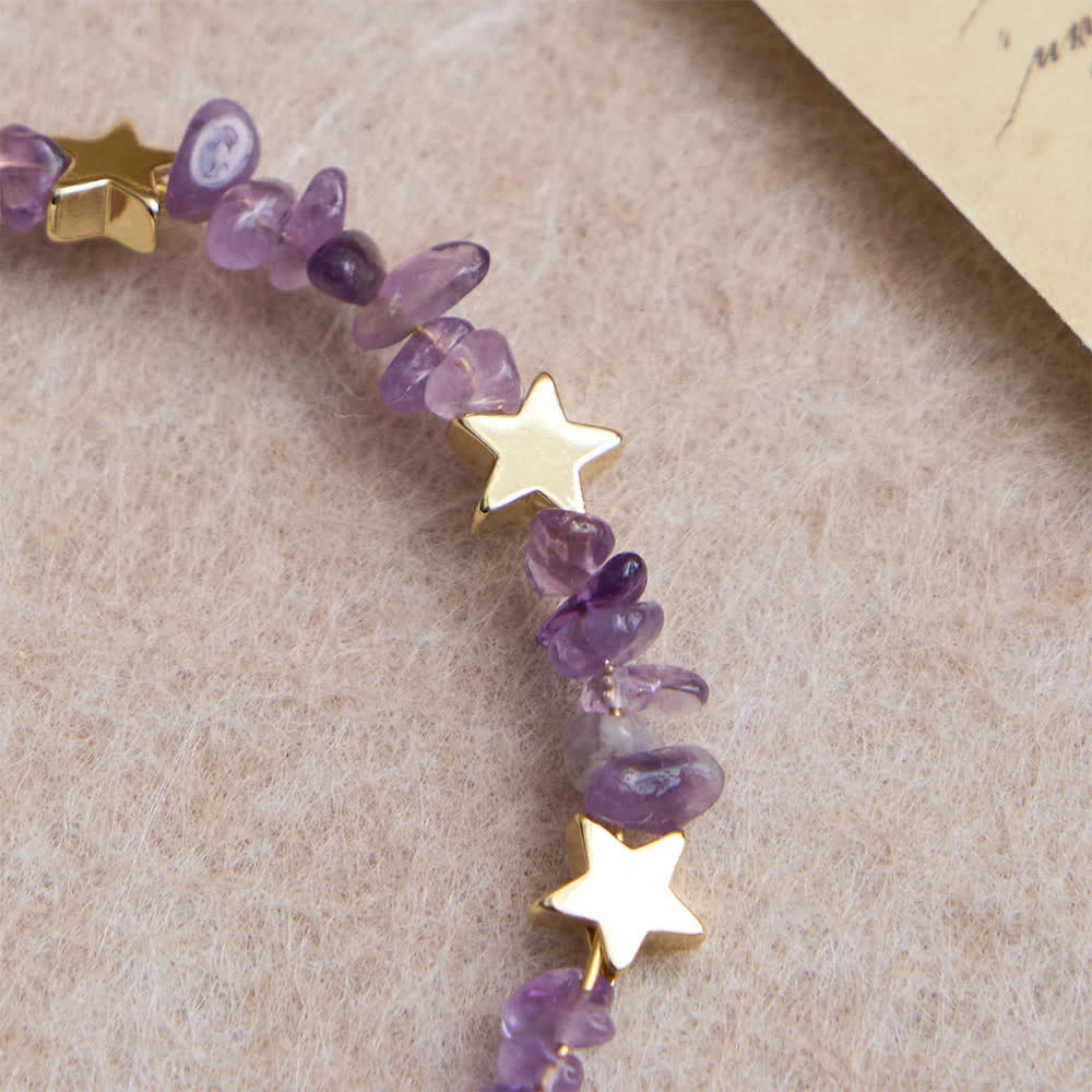 Christianartworkshop Natural Amethyst Chips Memory Wire Rosary Bracelet with Our Lady Medal - image 7