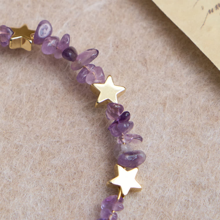 Christianartworkshop Natural Amethyst Chips Memory Wire Rosary Bracelet with Our Lady Medal - image 7