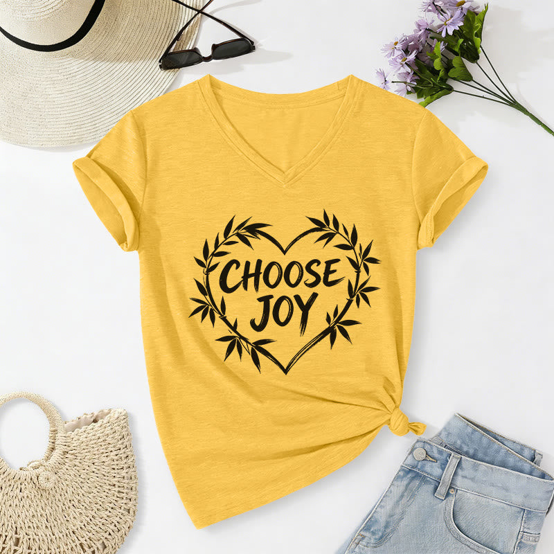 Christianartworkshop CHOOSE JOY Casual V-neck T-shirt - Yellow - 2XL - image 6