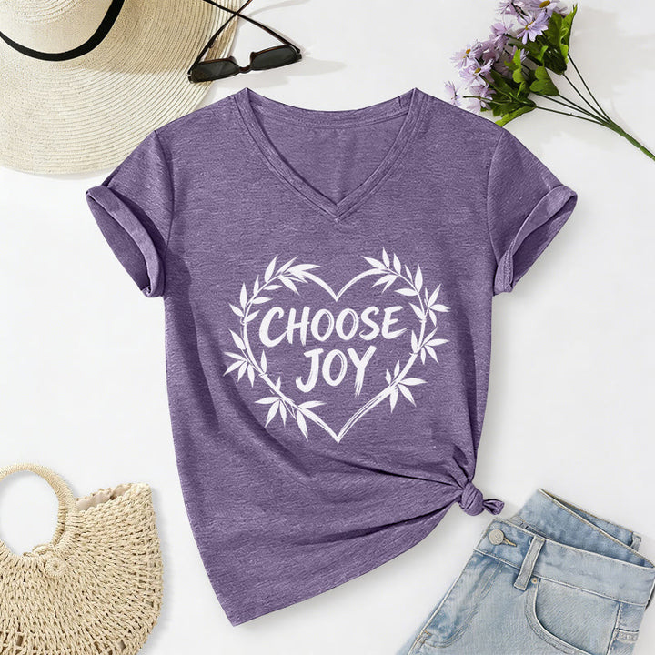 Christianartworkshop CHOOSE JOY Casual V-neck T-shirt - Purple - 2XL - image 16