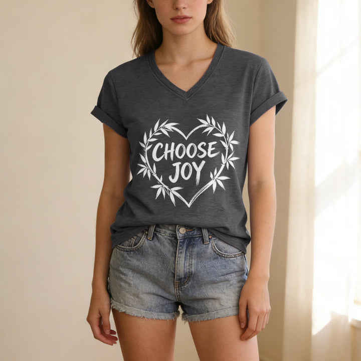 Christianartworkshop CHOOSE JOY Casual V-neck T-shirt - image 21