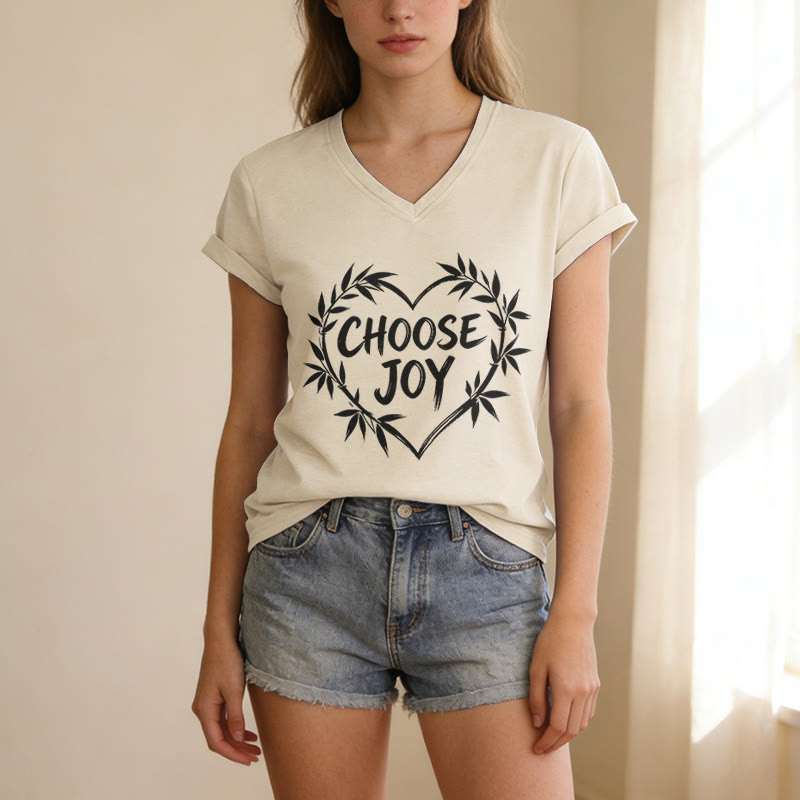 Christianartworkshop CHOOSE JOY Casual V-neck T-shirt - image 1