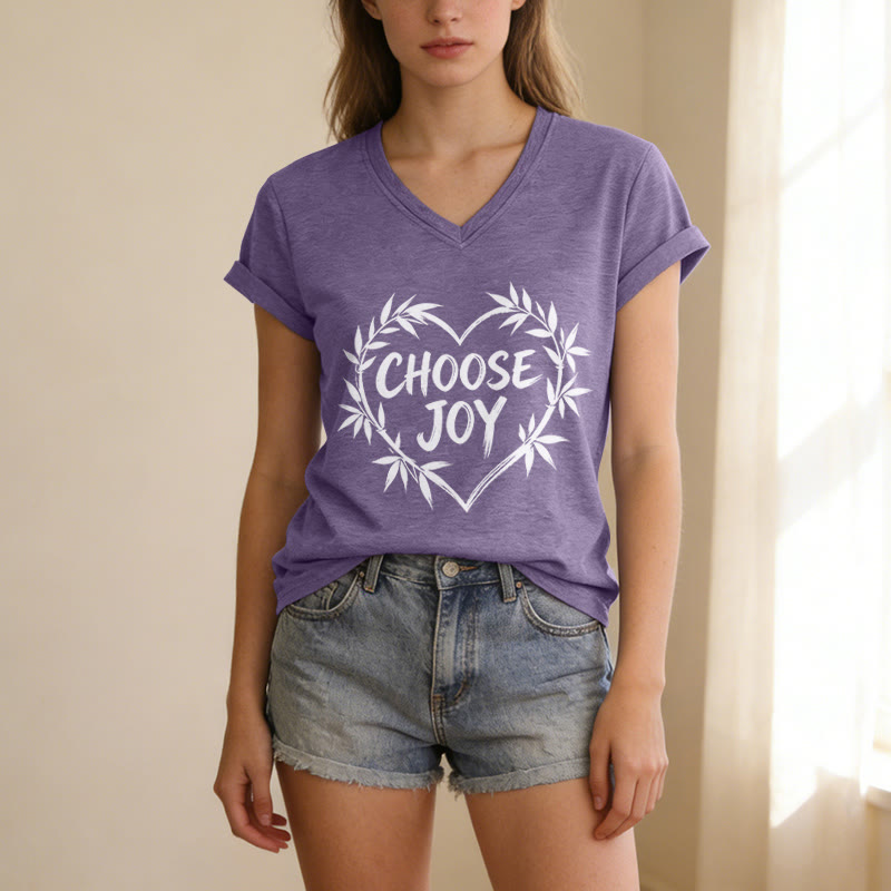 Christianartworkshop CHOOSE JOY Casual V-neck T-shirt - image 17