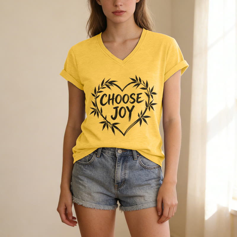 Christianartworkshop CHOOSE JOY Casual V-neck T-shirt - image 7