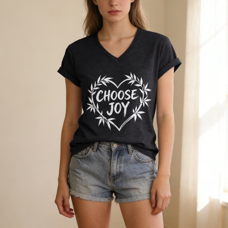 Christianartworkshop CHOOSE JOY Casual V-neck T-shirt - image 13
