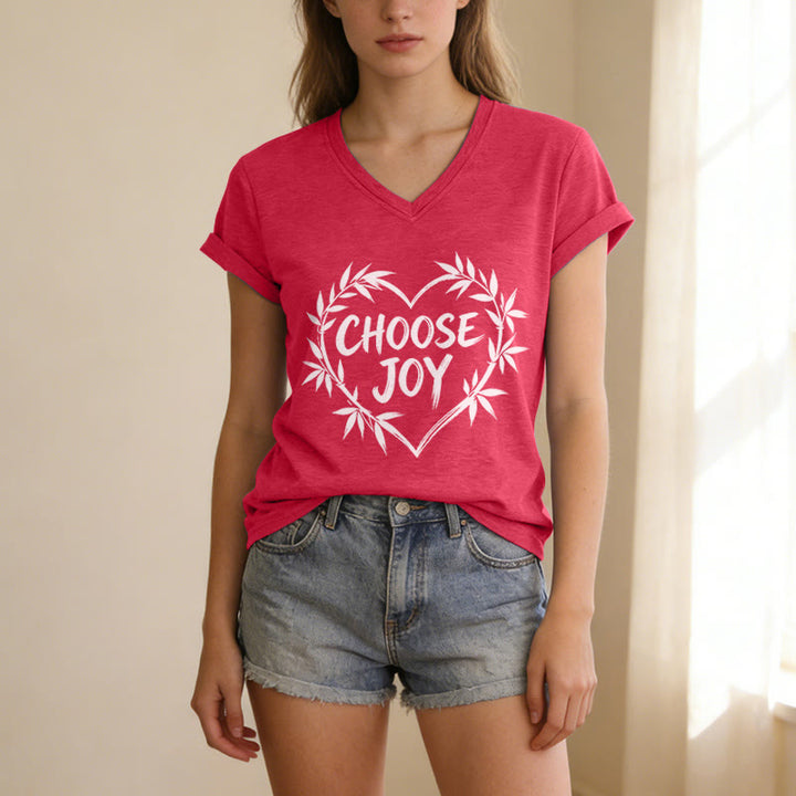 Christianartworkshop CHOOSE JOY Casual V-neck T-shirt - image 23