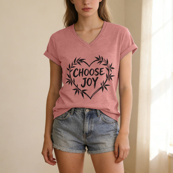 Christianartworkshop CHOOSE JOY Casual V-neck T-shirt - image 11