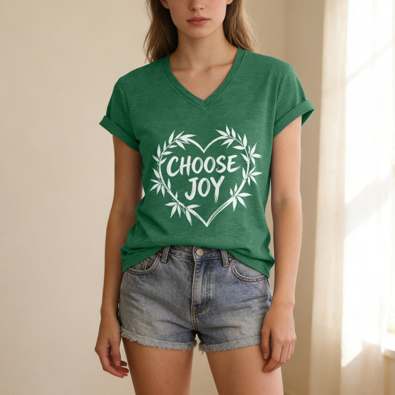 Christianartworkshop CHOOSE JOY Casual V-neck T-shirt - image 15