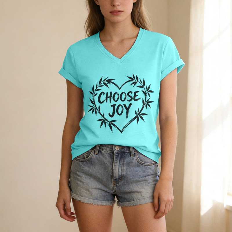 Christianartworkshop CHOOSE JOY Casual V-neck T-shirt - image 9