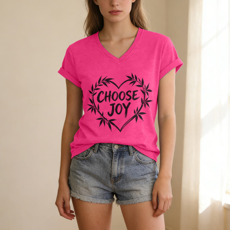 Christianartworkshop CHOOSE JOY Casual V-neck T-shirt - image 25