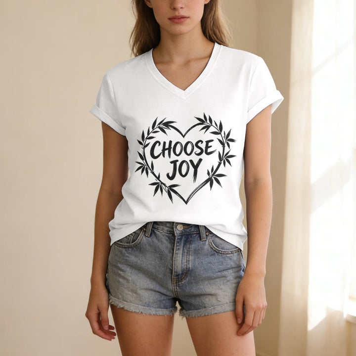Christianartworkshop CHOOSE JOY Casual V-neck T-shirt - image 5