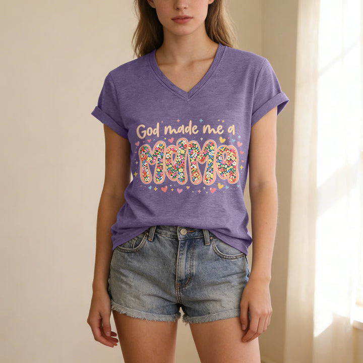 Christianartworkshop God Made Me A Mama Casual V-neck T-shirt - image 17