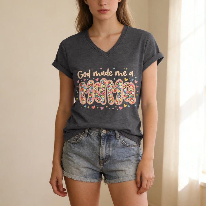 Christianartworkshop God Made Me A Mama Casual V-neck T-shirt - image 21