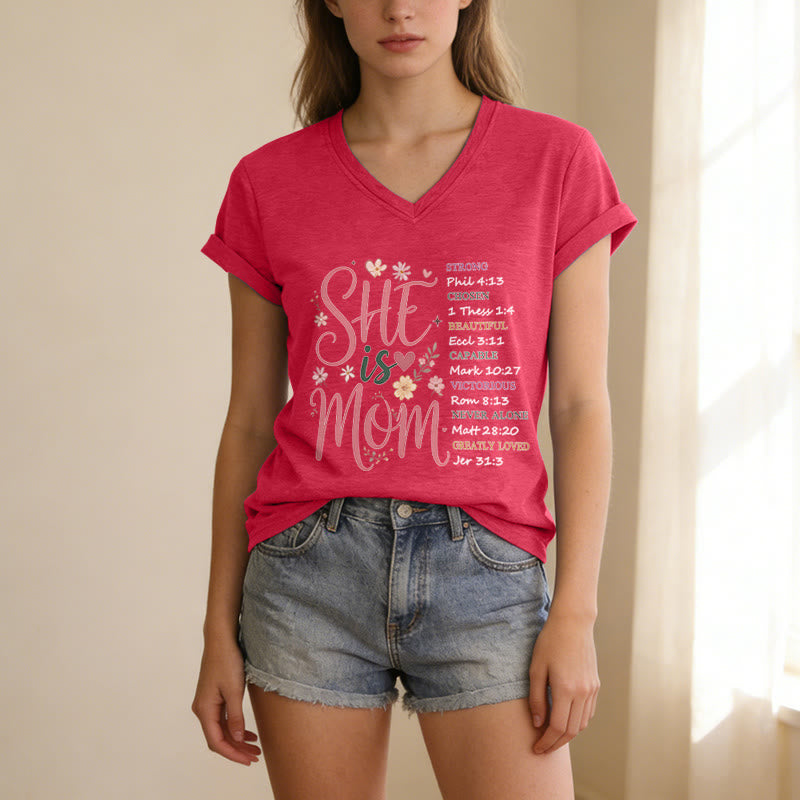 Christianartworkshop SHE Is MOM Casual V-neck T-shirt - image 23