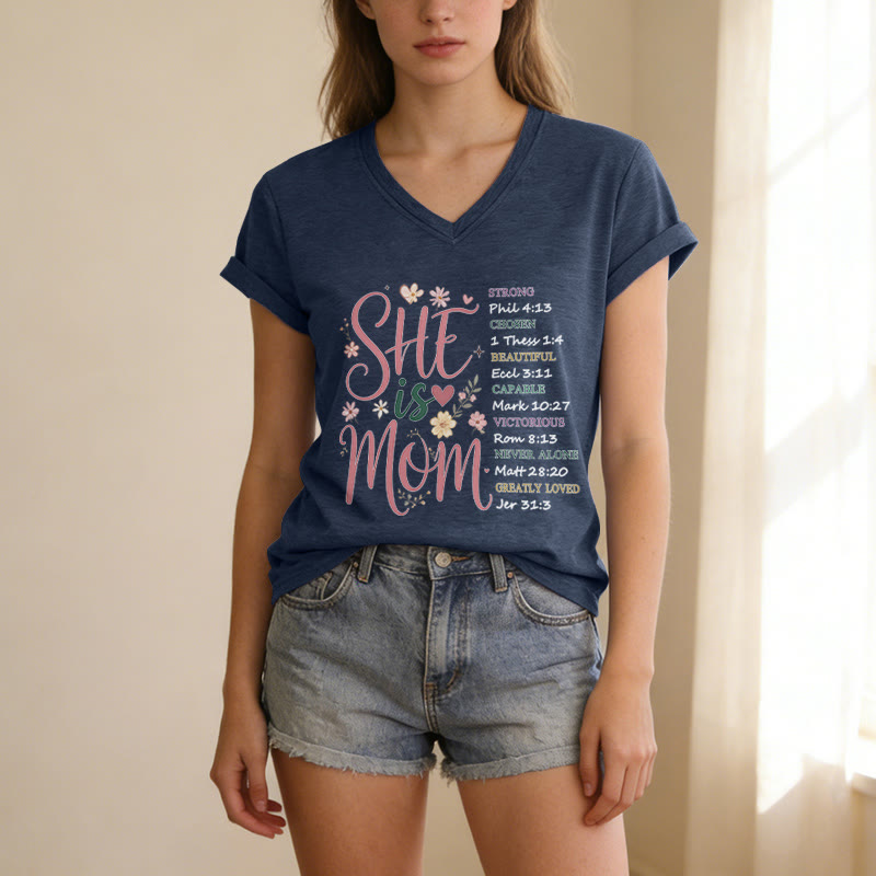 Christianartworkshop SHE Is MOM Casual V-neck T-shirt - image 19