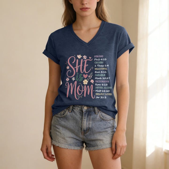 Christianartworkshop SHE Is MOM Casual V-neck T-shirt - image 19