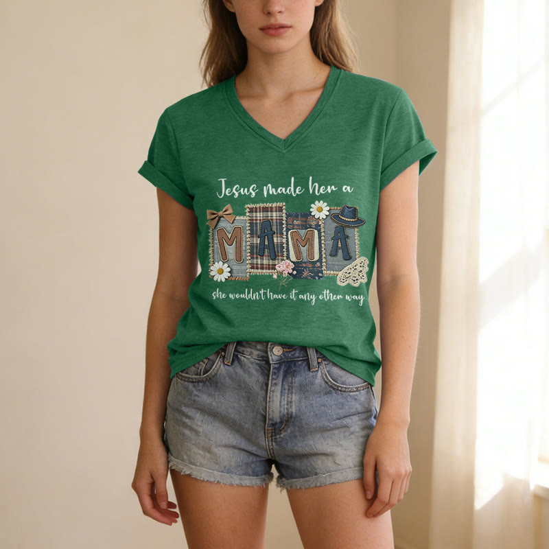 Christianartworkshop  Jesus Made Her A Mama Graphic Casual V-neck T-shirt - image 17