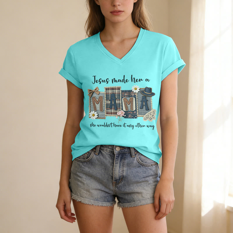 Christianartworkshop  Jesus Made Her A Mama Graphic Casual V-neck T-shirt - image 11