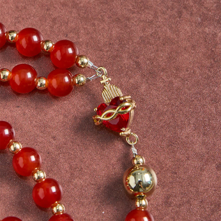 FREE Today: Divine Love Sacred Heart Rosary with Elegant Red Glass & Golden Crucifix - image 7