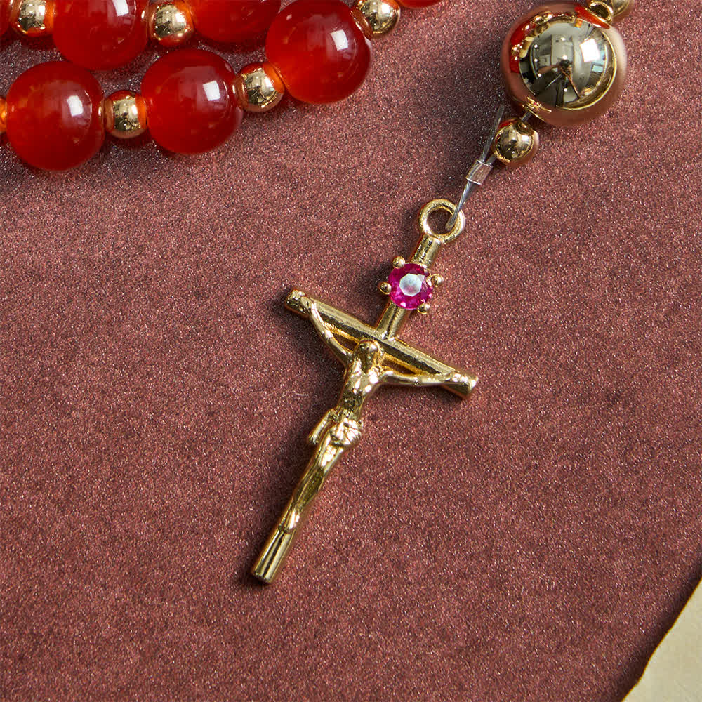 FREE Today: Divine Love Sacred Heart Rosary with Elegant Red Glass & Golden Crucifix - image 8