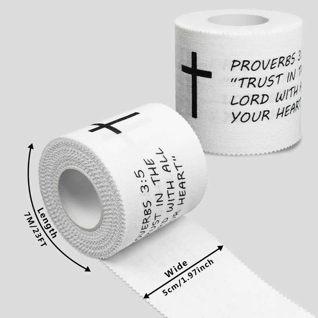 Christianartworkshop Proverbs 3:5 & PH 4:13 Bible Verse Athletic Tape: Cross Faith Wrist Support Wrap - image 8