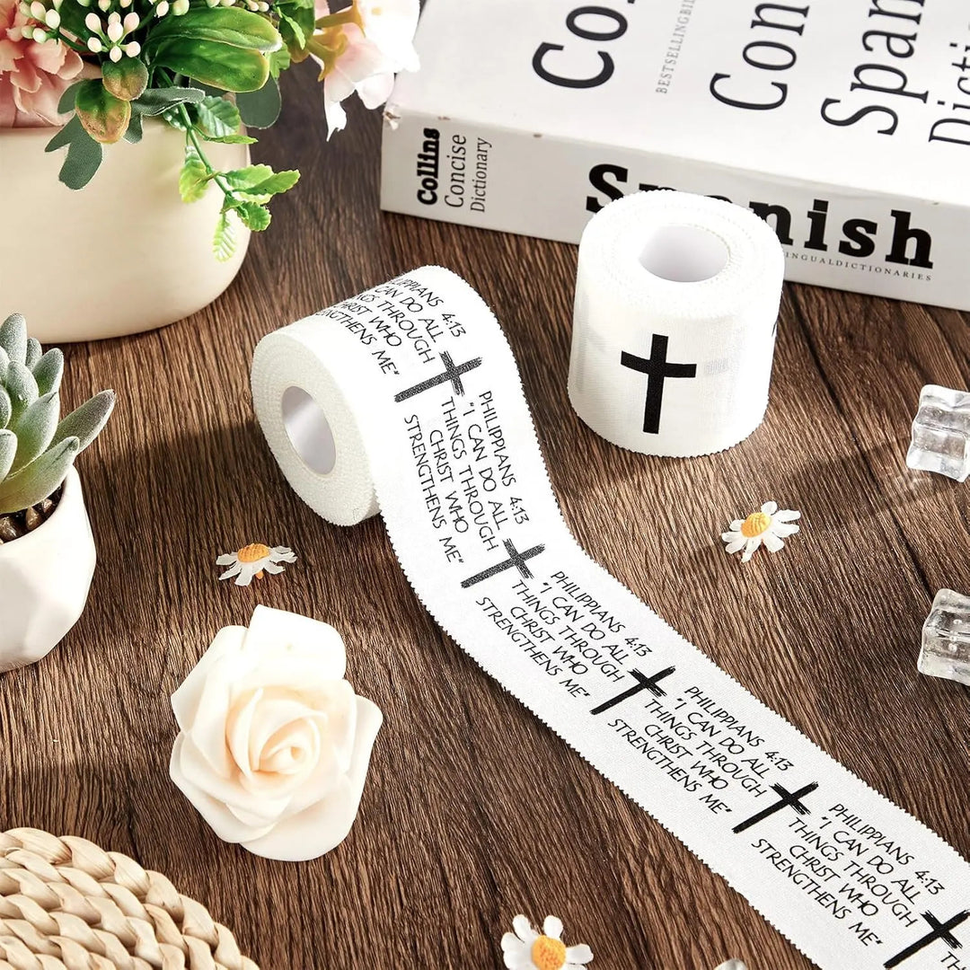FREE Today: Proverbs 3:5 & PH 4:13 Bible Verse Athletic Tape: Cross Faith Wrist Support Wrap - Phlippians 4:13 - image 0