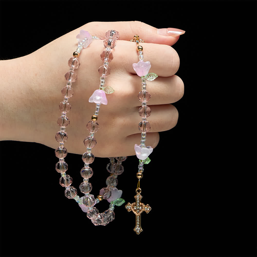 FREE Today: Lily of the Valley Devotion Rosary with Our Lady Accents & Pink Beads - image 1
