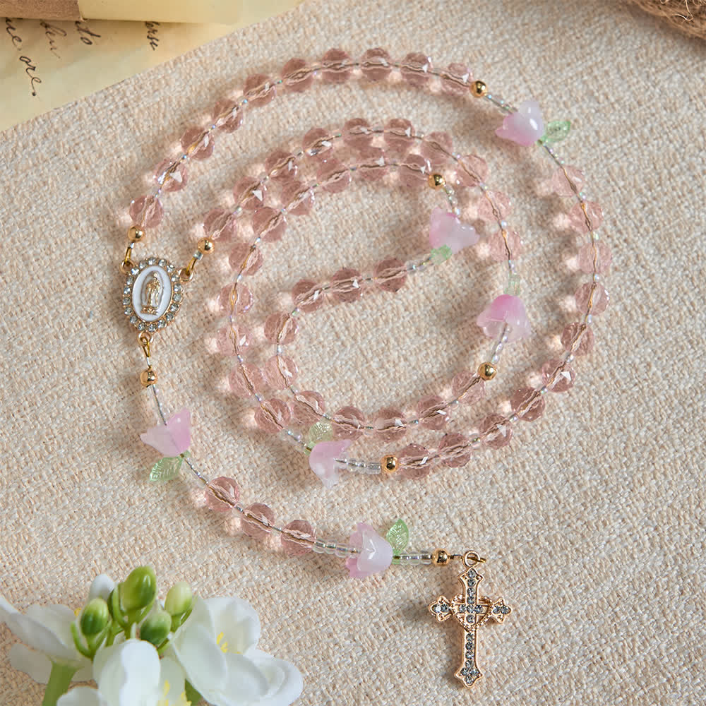 FREE Today: Lily of the Valley Devotion Rosary with Our Lady Accents & Pink Beads - image 2