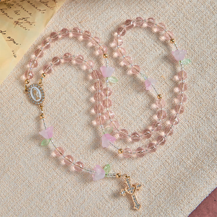 FREE Today: Lily of the Valley Devotion Rosary with Our Lady Accents & Pink Beads - image 3
