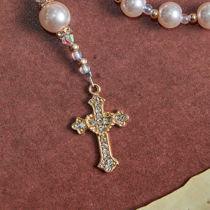 Christianartworkshop Elegant Catholic Soft Peach Glow Rosary with Our Lady - image 7