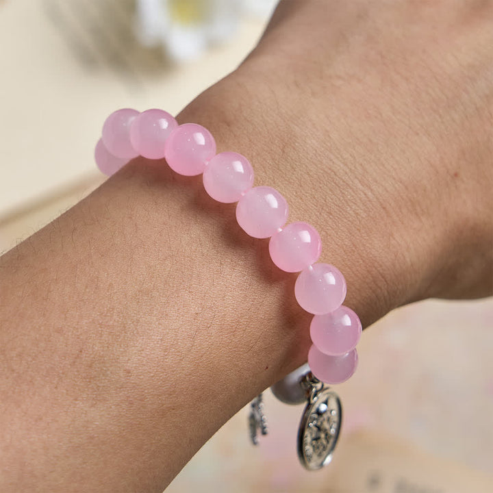 Christianartworkshop Natural Howlite Stone St. Michael Bracelet: Light Blue & PInk Dual Spiritual Protection - image 3