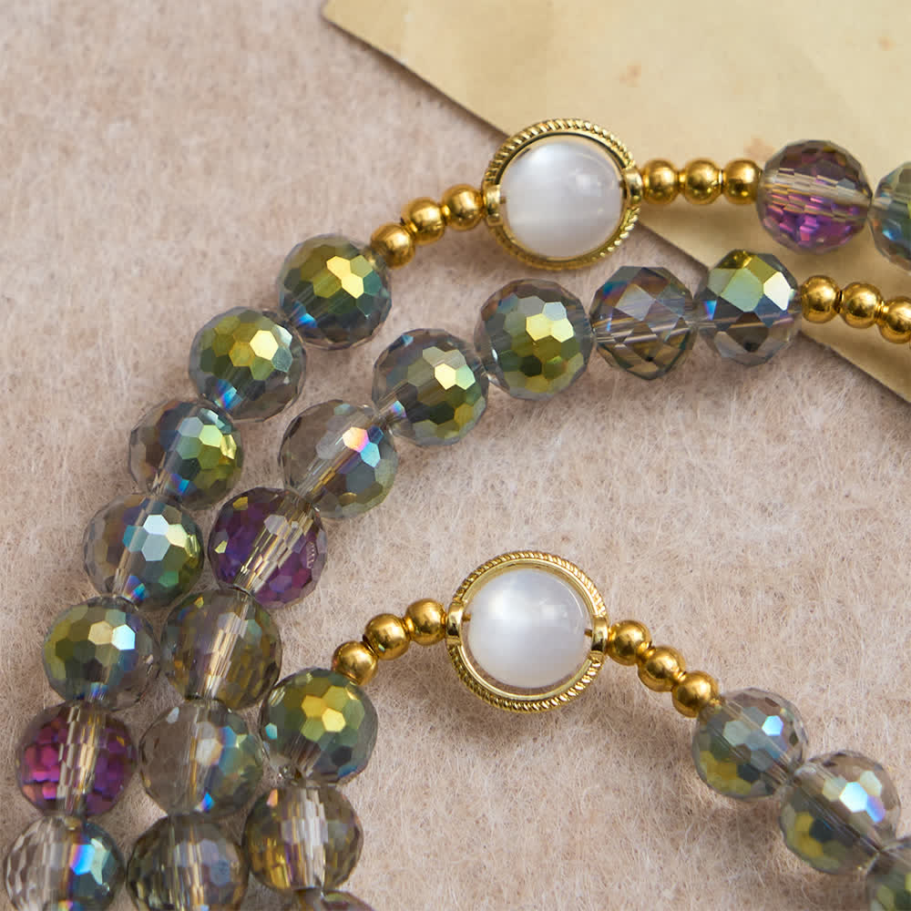 Christianartworkshop Rainbow Iridescent Faceted Beads Rosary with Golden Our Lady Pendant - image 5