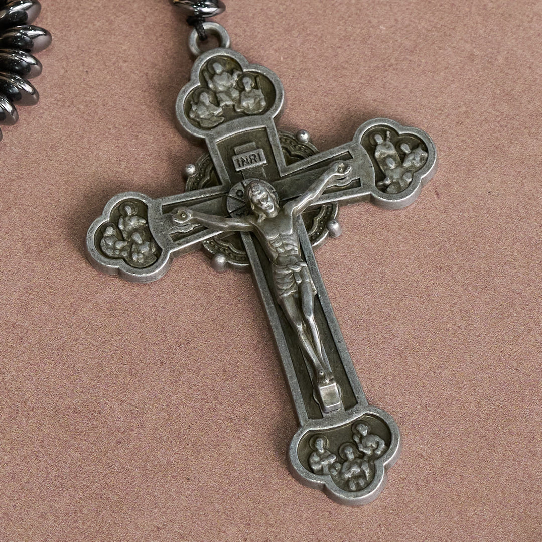 FREE Today: Black Glass & Tiger Eye Rosary with St. Benedict Medal & Vintage Tin Cross - image 7