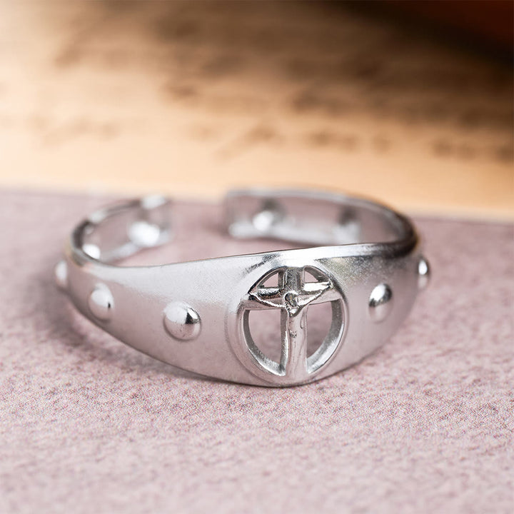 Christianartworkshop Minimalist Sacred Crucifix Adjustable Statement Ring: Emblem Of Grace, Hope And Quiet Devotion - Crucifix(Suitable for US sizes 6-10) - image 4